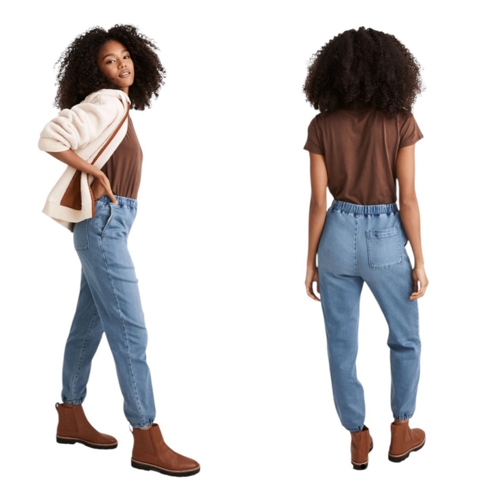 MADEWELL SWEATPANTS JEANS NEALY WASH BLUE DENIM JOGGER SLOUCHY RELAXED S
